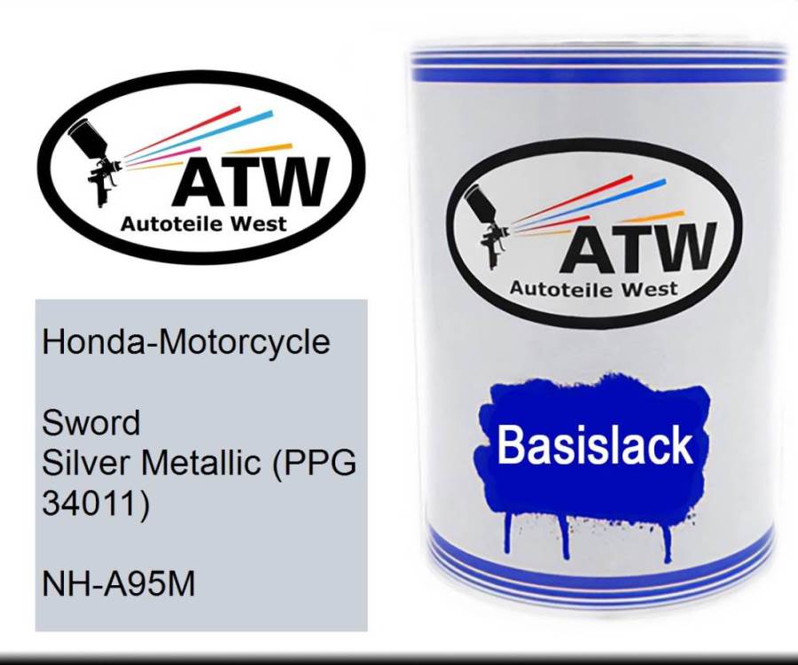 Honda-Motorcycle, Sword Silver Metallic (PPG 34011), NH-A95M: 500ml Lackdose, von ATW Autoteile West.